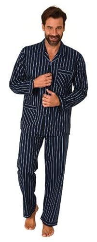 Normann Gewebter Herren Pyjama, durchknöpfbarer Schlafanzug mit Streifen, Farbe:Karo schwarz, Größe:58 von Normann