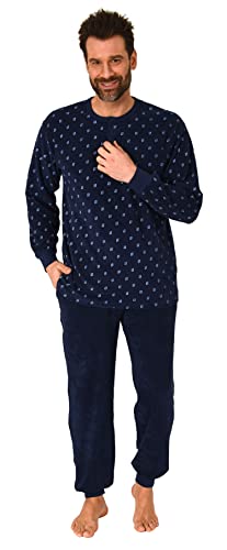 Normann Herren Frottee Schlafanzug Pyjama lang mit Bündchen - auch in Übergrössen bis Gr. 68/70, Farbe:Marine, Größe:68/70 von Normann