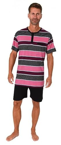 Normann Herren Kurzarm Schlafanzug Shorty Pyjama in toller Streifenoptik, Farbe:pink, Größe:56 von Normann