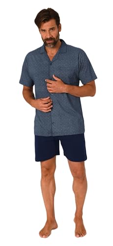 Normann Herren Kurzarm Schlafanzug Shorty Pyjama zum durchknöpfen, auch in Übergrössen, Farbe:marine1, Größe:50 von Normann