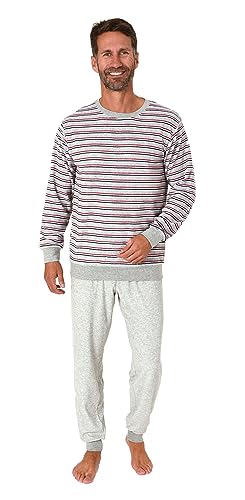 Normann Herren Langarm Frottee Schlafanzug Pyjama mit Bündchen - auch in Übergrößen, Farbe:grau, Größe:56 von Normann