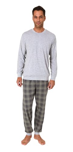 Normann Herren Langarm Schlafanzug mit Bündchen und Karierter Jersey Hose, Farbe:grau1, Größe:52 von Normann