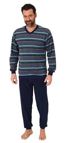 Normann Herren Schlafanzug mit Bündchen in Frottee Qualität-auch in Übergrössen, Farbe:blau, Größe:64-66 von Normann