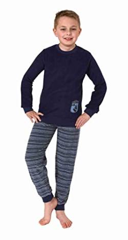Normann Jungen Frottee Langarm Schlafanzug Pyjama mit Bündchen und Skaterboard-Motiv, Farbe:blau, Größe:152 von Normann