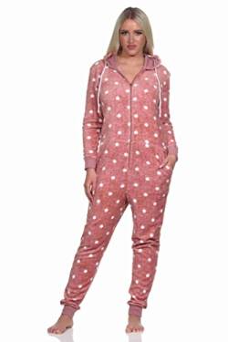 Normann Kuschelig Warmer Damen Jumpsuit Schlafanzug Overall aus Coralfleece in Tupfen Punkte Optik, Farbe:rosa, Größe:48/50 von Normann