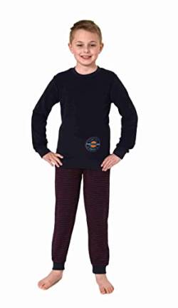 Normann Kuscheliger Jungen Langarm Frottee Schlafanzug Pyjama mit Bündchen, Farbe:rot1, Größe:128 von Normann
