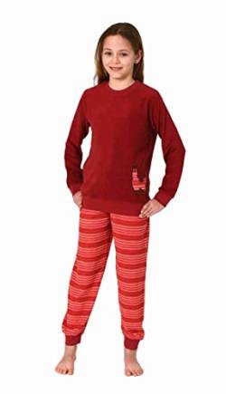 Normann Kuscheliger Mädchen Frottee Schlafanzug Langarm mit Bündchen und süssen Tiermotiv, Farbe:rot, Größe:140 von Normann