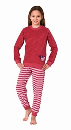 Normann Kuscheliger Mädchen Langarm Frottee Schlafanzug Pyjama mit Bündchen und süssen Tiermotiv, Farbe:pink, Größe:128 von Normann