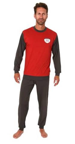 Normann Lässiger Herren Langarm Schlafanzug Homewear mit Bündchen Pyjama Hausanzug, Farbe:rot, Größe:50 von Normann