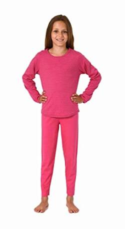 Normann Mädchen Pyjama Langarm Schlafanzug zum wenden - 2 Designs in einem Style, Farbe:rot, Größe:164 von Normann
