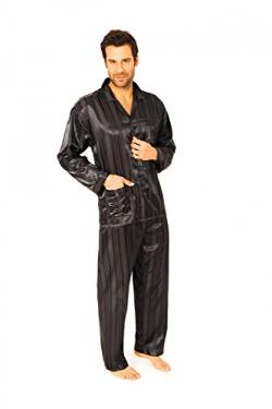 Normann Satin Pyjama lang, durchgeknöpft, Schattenstreifen, 251 101 94 010, Größe2:52, Farbe:anthrazit von Normann