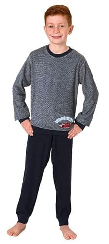 Normann Warmer Jungen Frottee Pyjama/Schlafanzug mit Bündchen und Stickerei, Farbe:Sand, Größe:140 von Normann