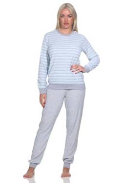 Normann Wunderschöner Damen Frottee Schlafanzug Langarm Pyjama mit Bündchen, Farbe:hellblau, Größe:44-46 von Normann