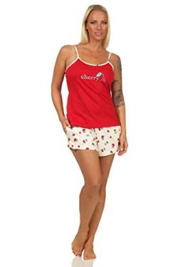 Süsser ärmelloser Damen Schlafanzug Shorty Pyjama mit Kirschen als Motiv - 112 206 90 535, Farbe:rot, Größe:48-50 von Normann