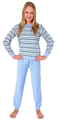 Toller Mädchen Frottee Pyjama Schlafanzug Langarm mit Bündchen - 291 401 13 572, Farbe:hellblau, Größe:122/128 von Normann