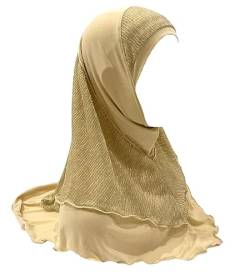 Norsen Mädchen Damen Kopftuch mit Goldfäden Muslimischer Hijab Moslem Schal Elegante Arabien Islamische Kopfkappe Turban Kopfbedeckung (Gold), Einheitsgröße von Norsen