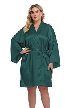 North Bund Damen Plus Size Kurze Seidige Bademäntel Satin Kimono Bademäntel, Dunkelgrün, 3XL Mehr von North Bund