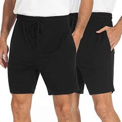 North Bund Herren Schlafanzughose Kurz Pyjamahose 2er Pack Schlafshorts Freizeithose Sommer Nachtwäsche Schlafhose Weich Shorts Sleephose Für Männer Shorty Schlafanzugshorts Mit Taschen 3XL von North Bund