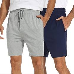 North Bund Herren Schlafanzughose Kurz Pyjamahose 2er Pack Schlafshorts Freizeithose Sommer Nachtwäsche Schlafhose Weich Shorts Sleephose Für Männer Shorty Schlafanzugshorts Mit Taschen XL von North Bund