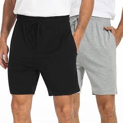 North Bund Herren Schlafanzughose Kurz Pyjamahose 2er Pack Schlafshorts Freizeithose Sommer Nachtwäsche Schlafhose Weich Shorts Sleephose Für Männer Shorty Schlafanzugshorts Seitentaschen Mit Taschen von North Bund