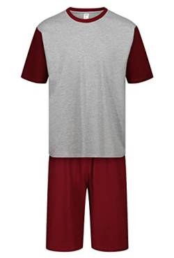 North East Herren Pyjama Kurz PJ Sets M L XL 2XL 3XL 4XL 5XL 6XL Sleep Lounge Night Wear, 7003 – Grau und Rot, XL von North East