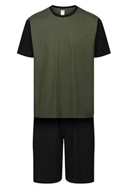 North East Herren Pyjama Kurz PJ Sets M L XL 2XL 3XL 4XL 5XL 6XL Sleep Lounge Night Wear, 7003 – Militärgrün und schwarz, XL von North East