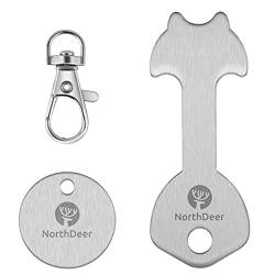 Einkaufswagenlöser aus Edelstahl – Abziehbarer Einkaufswagenchip Einkaufschip Schlüsselanhänger - Schlüssel Chip für Einkaufswagen (1 Set) von Northdeer