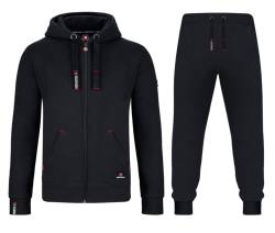 Northster Herren Joggingsuit aus Baumwolle Freizeitanzug Trainingsanzug Hausanzug, schwarz, 2XL von Northster
