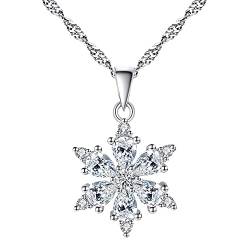 Nothers Weihnachten Schneeflocke Halskette Kristall Kristallklar Zirkonia Charm Schnee Schmuck 45cm Kette Damen Halskette Schmuck von Nothers