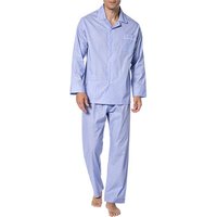 Novila Herren Pyjama blau Baumwolle unifarben von Novila