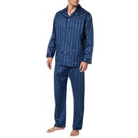 Novila Herren Pyjama blau Baumwolle unifarben von Novila