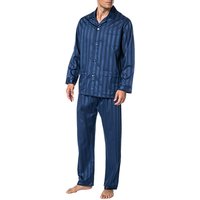 Novila Herren Pyjama blau Baumwolle unifarben von Novila