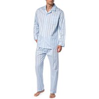 Novila Herren Pyjama blau Baumwolle unifarben von Novila