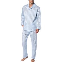 Novila Herren Pyjama blau Baumwolle unifarben von Novila
