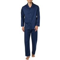 Novila Herren Pyjama blau Baumwolle unifarben von Novila