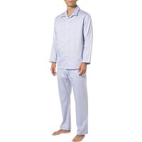 Novila Herren Pyjama blau Baumwolle unifarben von Novila