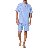 Novila Herren Pyjama blau Baumwolle unifarben von Novila