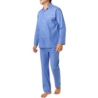 Novila Herren Pyjama blau Baumwolle unifarben von Novila