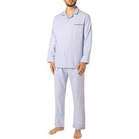 Novila Herren Pyjama blau Flanell unifarben von Novila