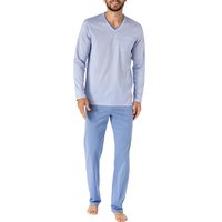 Novila Herren Pyjama blau Jersey-Baumwolle Gemustert von Novila