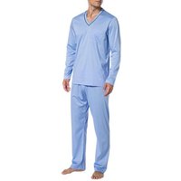 Novila Herren Pyjama blau Jersey-Baumwolle unifarben von Novila