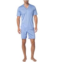 Novila Herren Pyjama blau Jersey-Baumwolle unifarben von Novila