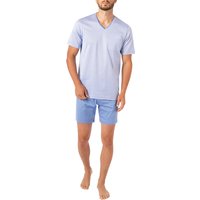 Novila Herren Pyjama blau Jersey-Baumwolle unifarben von Novila