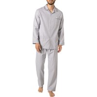 Novila Herren Pyjama grau Flanell unifarben von Novila