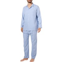 Novila Herren Pyjama blau Popeline Stoff Kariert von Novila