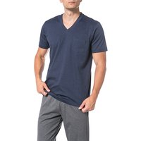 Novila Herren T-Shirt blau Baumwolle unifarben von Novila