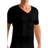 Novila Herren T-Shirt schwarz Baumwolle unifarben Slim Fit von Novila