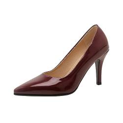 Nqpnrl Damen Spitzpumps Mittelabsatz, Übergröße, Schieben, Hochzeitskleid, Pumps, Rot (Wine Red), 44 EU von Nqpnrl