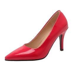 Nqpnrl Damen Spitzpumps Mittelabsatz, Übergröße, Schieben, Hochzeitskleid, Pumps, rot red, 45 EU von Nqpnrl