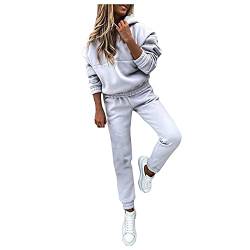 Nsercvb Jogginganzug Damen,Damen Sportanzug Traingsanzug Jogginganzug Set Frauen 2 Teilig Freizeitanzug Hoodie Pullover Kapuzenpullover + Lang Hosen 2 Stück Sportswear Bekleidungsset von Nsercvb